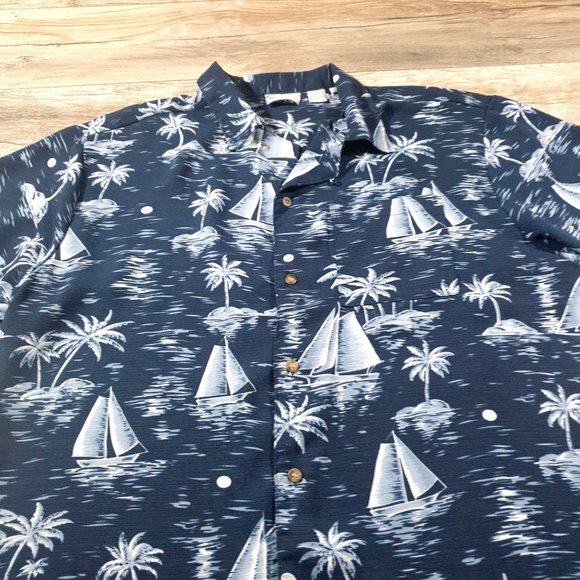 Island Shores XL Mens Short Sleeve Shirt Relaxed Hawaiian Vacation Casual - Picture 2 of 8